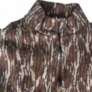 Vintage Brown and Tan Animal Print Quarter-Zip Pullover